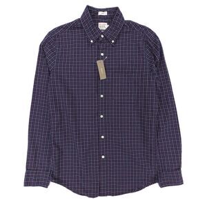 NWT J Crew Secret Wash cotton poplin shirt Slim Navy Gingham Old Money Preppy